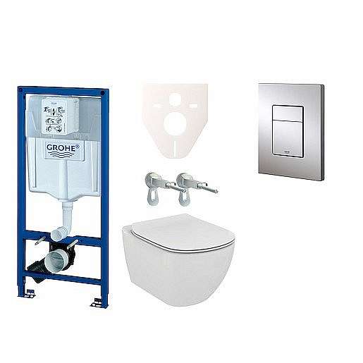 Závěsný set WC Ideal Standard Tesi + modul Grohe Rapid SL s tlačítkem Grohe Cosmo (chrom) 38528SET-KF