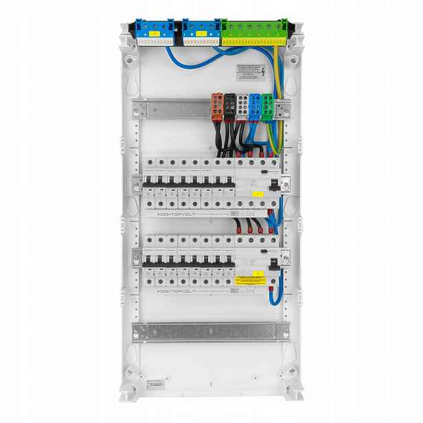 Modulární nástěnný rozvaděč 4x12 chráněný 14xMCB 2xRCCB Vde