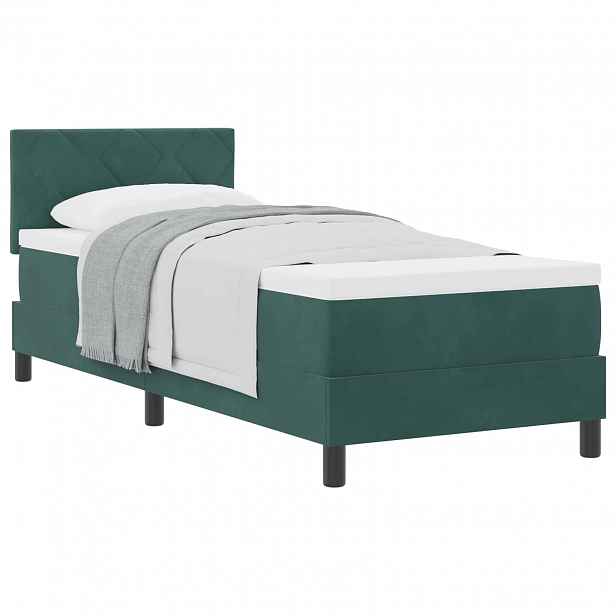 vidaXL Postel s boxspringem s čelo Tmavě zelená 80 x 200 cm samet