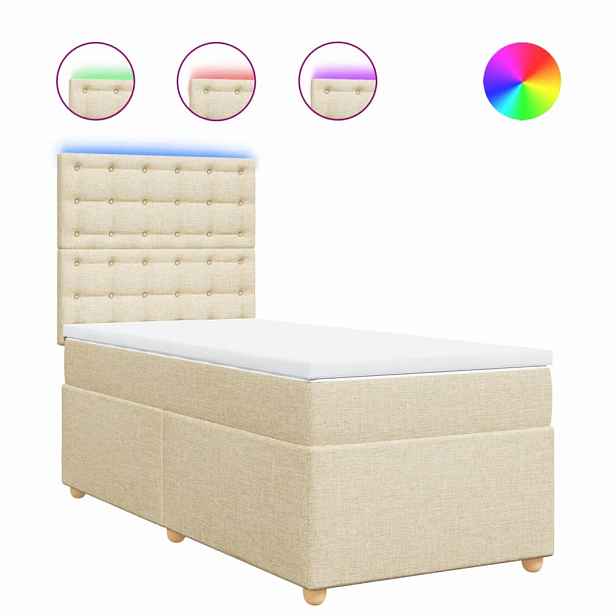 vidaXL Box spring postel s matrací krémová 90x200 cm textil