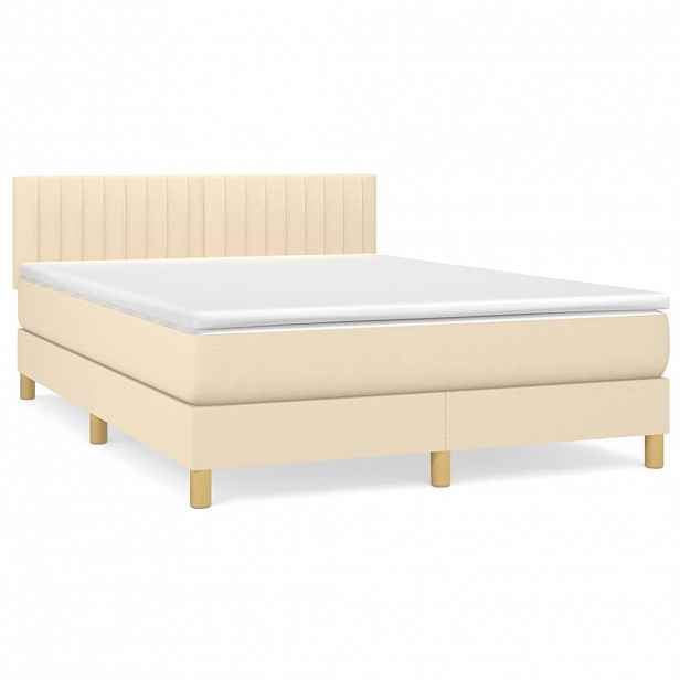 vidaXL Box spring postel s matrací krémová 140x190 cm textil