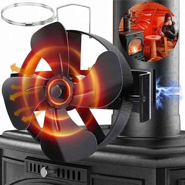 Magnetický Krbový Ventilátor 4 Lopatky, Ventilátor Pro Kamna, Hliník