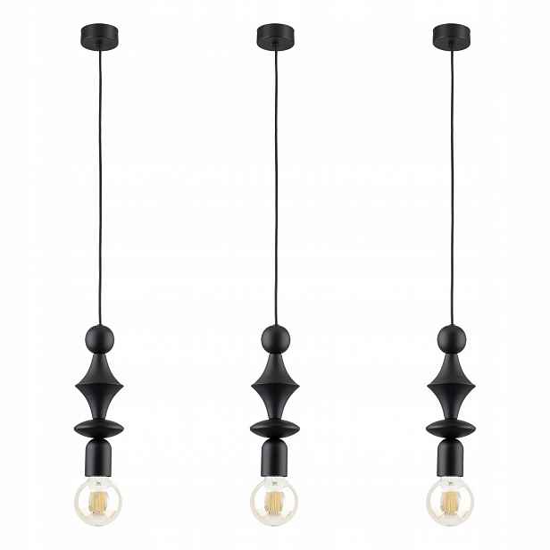 Tk Lighting Sada 3x Závěsná lampa Tower Black 10871