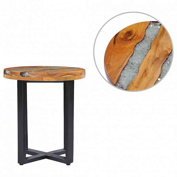 vidaXL Konferenční stolek 40 x 45 cm masivní teak a polyresin