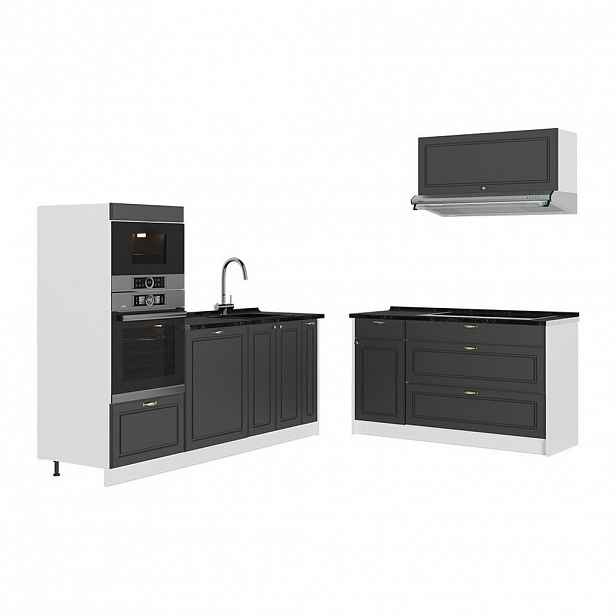 Vicco KUCHYNĚ Fame-Line, Anthrazit-Gold Landhaus/Bílá, 340 cm, PD Antracit