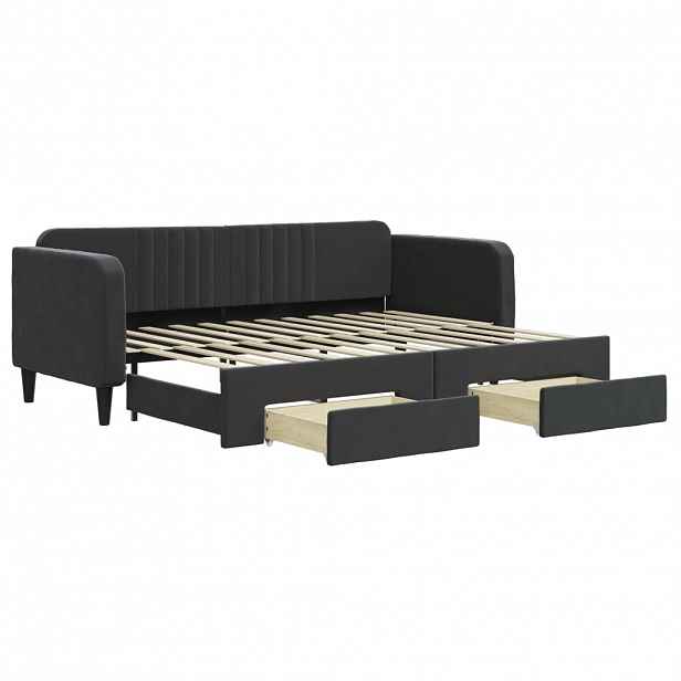 vidaXL Válenda s přistýlkou a zásuvkami černá 80 x 200 cm samet