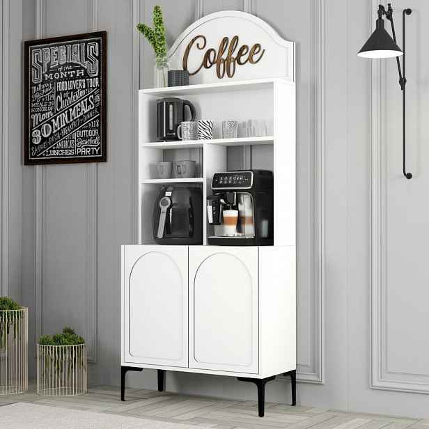 Coffee Bar Cabinet Lyon 80 - White, Black