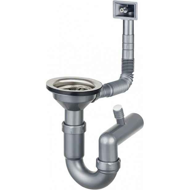 DEANTE - Sifon stainless nerez - Náhradní sifonová sada pro nerezový dřez, 1 - bowl - 3.5" drain ZXY_9926