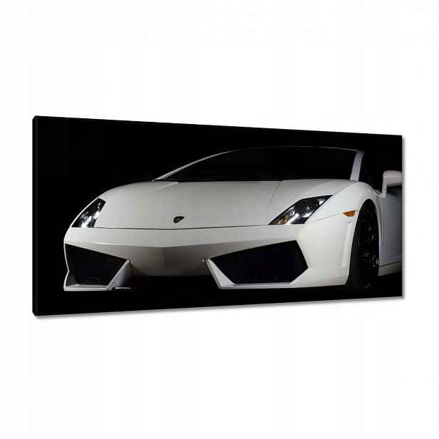 Obrazy 115x55 Bílý sportovní automobil