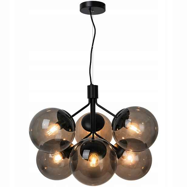 Stropní Svítidlo Závěsný lustr Lampa Černá Kov Sklo 6xE27 Ivona Nordlux 44.5 cm