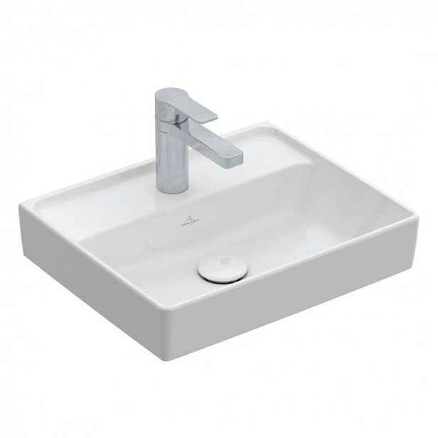 Villeroy & Boch Collaro - Umývátko 45x37 cm, bez přepadu, 1 otvor pro baterii, CeramicPlus, Stone White 433446RW