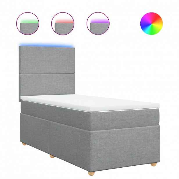 vidaXL Box spring postel s matrací světle šedý 100 x 200 cm textil