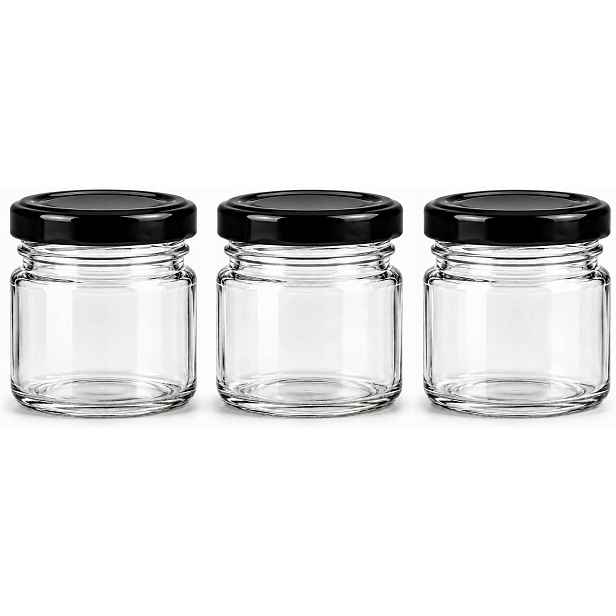 200 x Ozdobný Zavařovací Sklenice 40 ml Černá Šroubovací Víčko Zavařovací Sklenička Na Med, Džem Koření