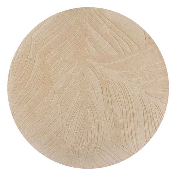 Béžový vlněný kulatý koberec ø 160 cm Leaf - Flair Rugs