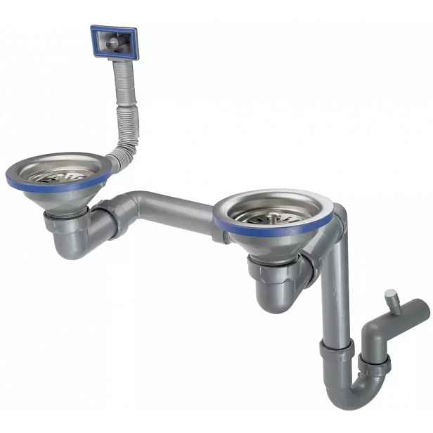 DEANTE - Sifon stainless nerez - Náhradní sifonová sada pro nerezový dřez, 1.5 - and 2 - bowl - 2" drain ZXY_9956