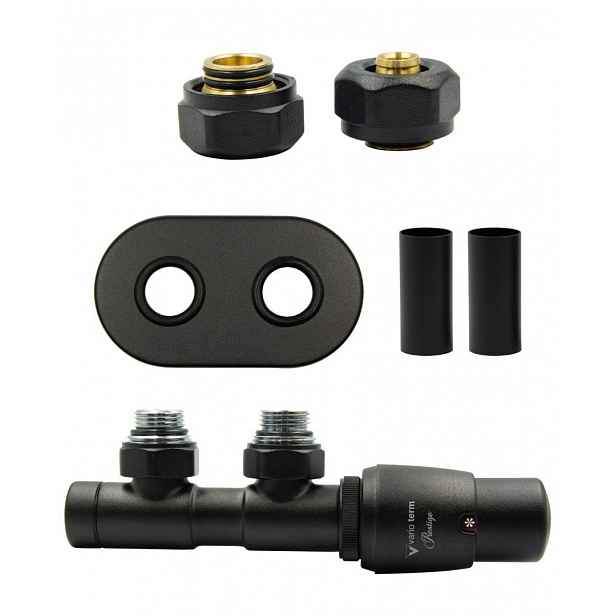 Termostatický ventil 50 mm Twins černý strukturovaný pravý Pex All in One