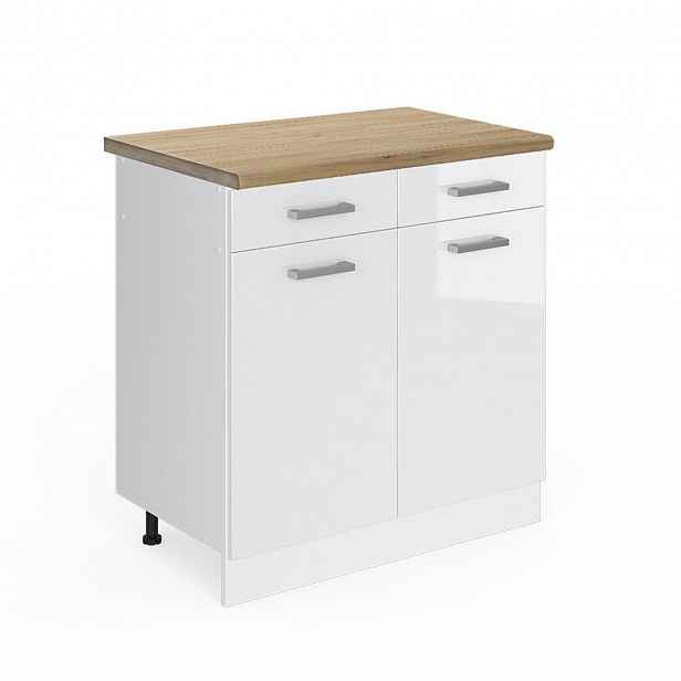 Vicco SPODNÍ SKŘÍŇKA KUCHYŇSKÉ LINKY R-Line Bílá vysoký lesk 80 cm PD Dub