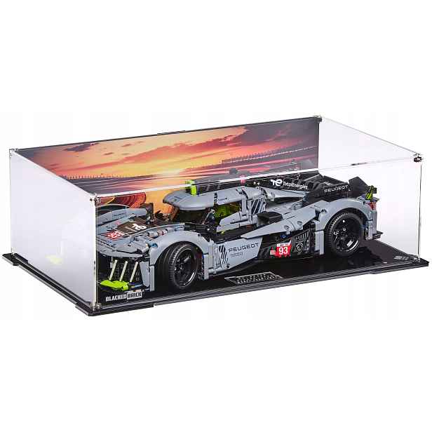 Vitrína s pozadím 1 Blacked Brick pro Lego 42156 Technic Peugeot 9X8 Le Mans