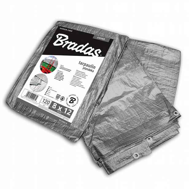 Vyztužená Plachta Stříbrná 120 g/m2 8 x 12 m Voděodolná Plachta Bradas