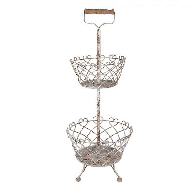 Šedý kovový vintage etažér La Roque s patinou - Ø 28*74 cm Clayre & Eef