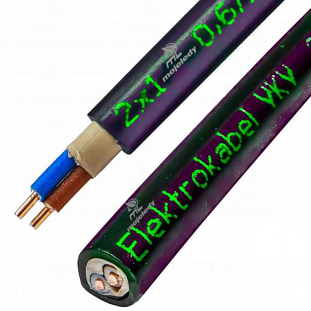 15m Hotový kabel průřez Yky 2x1 mm zemnící Uv vnější 15m