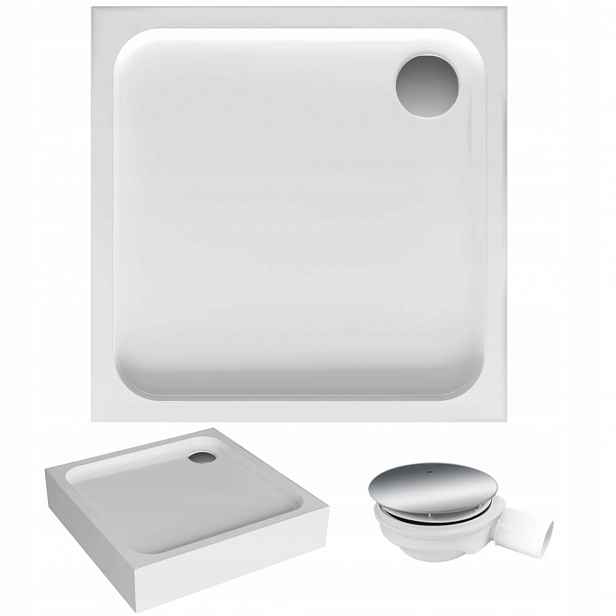 Čtvercová kompaktní sprchová vanička Full 80x80 sifon