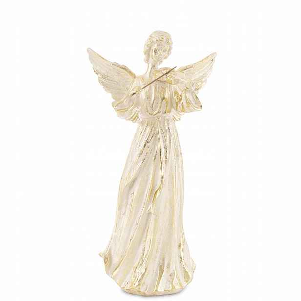 Figurka Anděl zlatý plast 36x19x11 cm