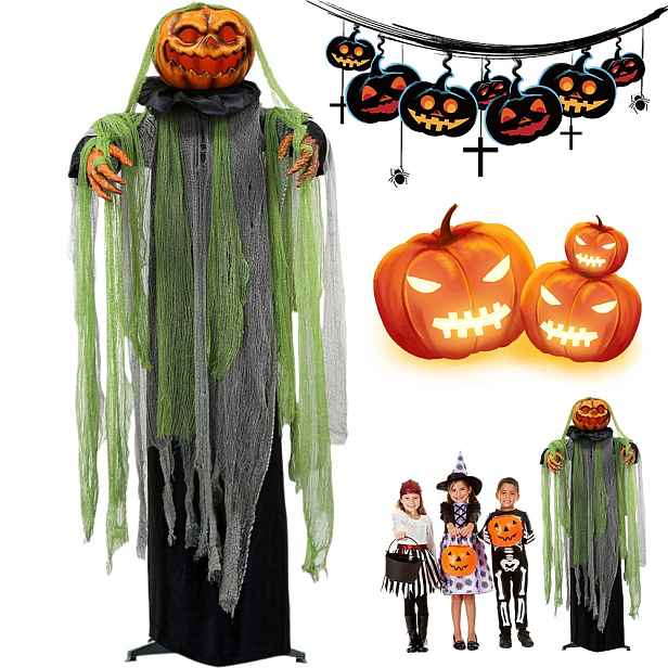Halloweenská Dýně Strašidelná Dýně Se Světlem A Zvukem A Pohyby