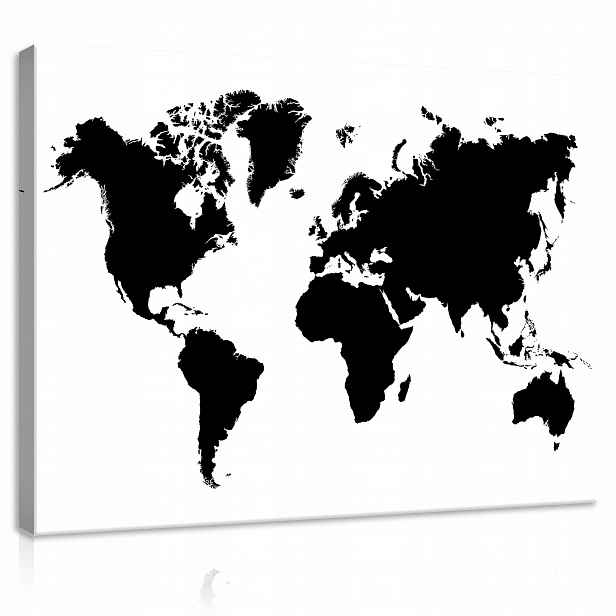 Obraz Mapa Světa Na Plátně Stěna Do Pokoje Pro Mládež Velký 100x70