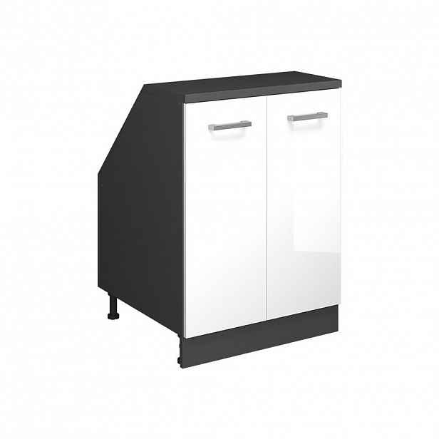 Vicco ŠIKMÁ SKŘÍŇ Rion Bílá vysoký lesk 60 x 81.6 cm se 2 dveřmi, korpus skříně hloubka 60 cm