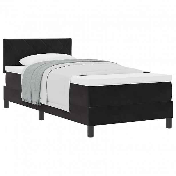 vidaXL Postel s boxspringem s čelo Černá 90 x 190 cm samet