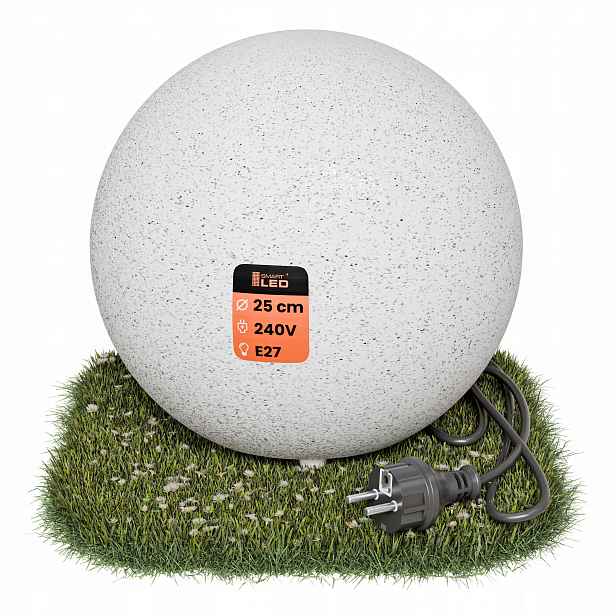 Zahradní lampa Kula do zahrady Led Kámen Beton Kabel 230V E27 25cm IP65