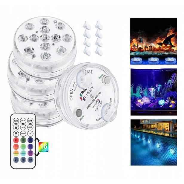 13 Led diod, voděodolná magnetická bazénová lampa, nastavitelná, 16 barev
