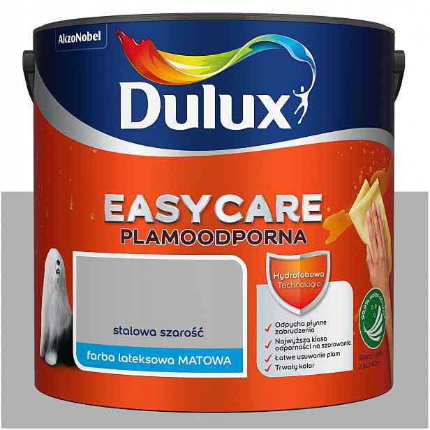 Barva na stěny stropu odolná proti skvrnám Dulux Easycare Ocelově šedá 2,5L