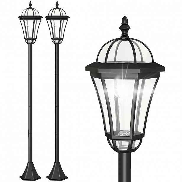 Outsunny SOLÁRNÍ zahradní lucerna, sada 2 ks, LED lucerna, zahradní svítidlo, 6 hodin, ABS, výška 129 cm