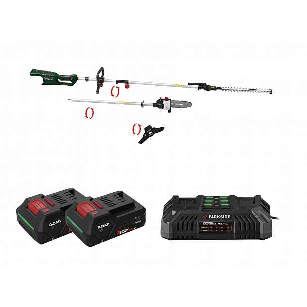 Parkside® Aku zahradní kombinované nářadí 4 v 1 Pgkga 40-Li A1, 2x Smart 4 Ah