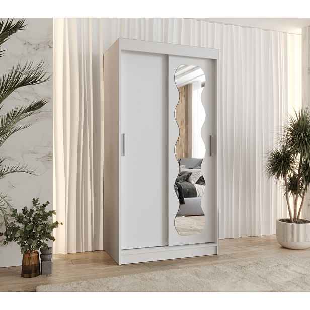 Šatní skříň Abi Spoti Rozměry: 100 cm, Barva korpusu + barva dveří: Bílá + Bílá