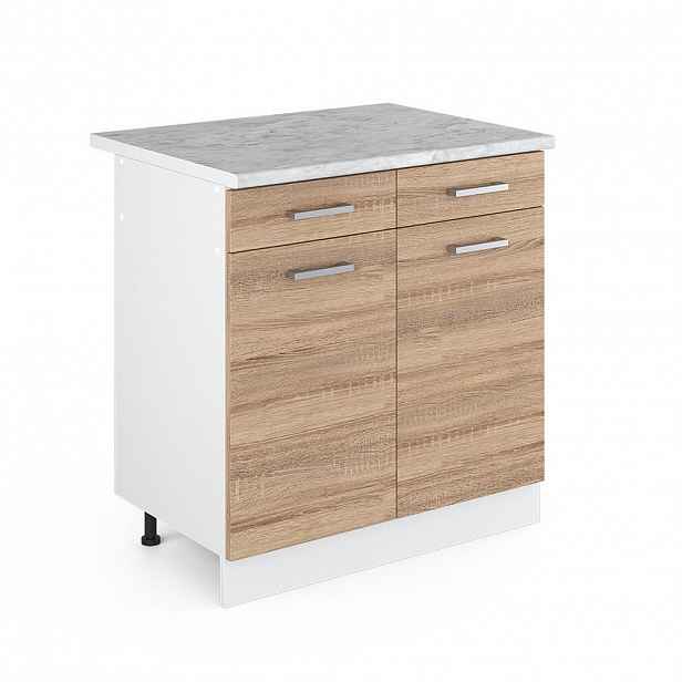 Vicco UNIVERZÁLNÍ ZÁKLADNÍ JEDNOTKA R-Line Sonoma 80 cm se zásuvkami a dvířky, s pracovní deskou