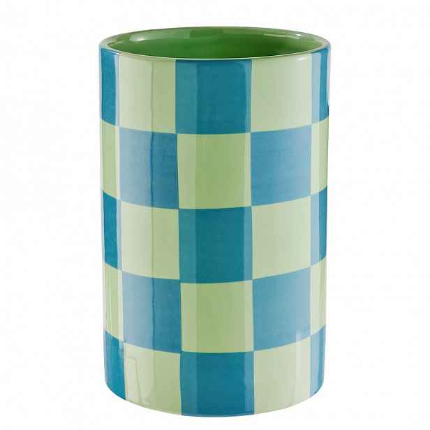 Butlers CHECKER Váza 20 cm - zelená/modrá