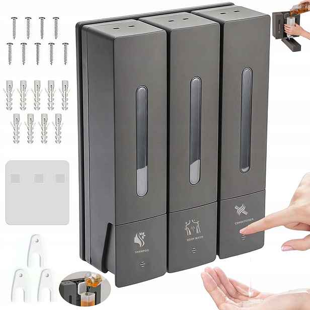 Dávkovač Na Mýdlo Automatický 3 Komory Nástěnný Dispenser 1,2L Odolný