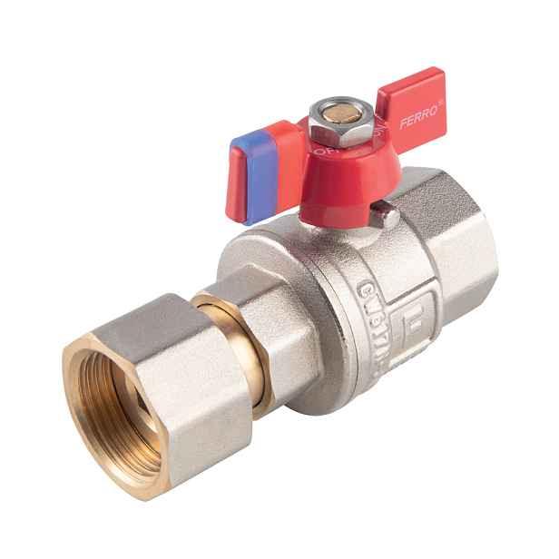 Ferro Kulový kohout s půlšroubením, motýlek MM 3/4" x 3/4" matka