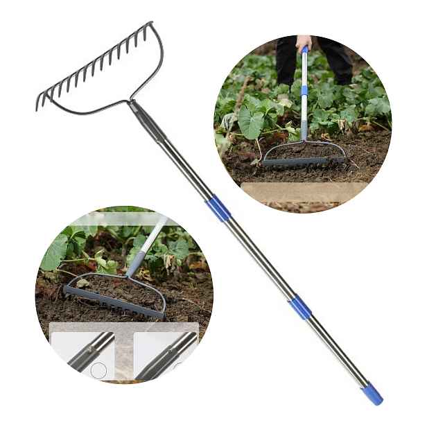 Hrábě s násadou a 14 zuby 36 cm nerezová ocel 152 cm