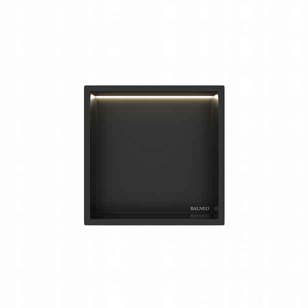 Interiérová Police S Led Osvětlením 30x30x10 cm Černá Wall-box One Led Balneo