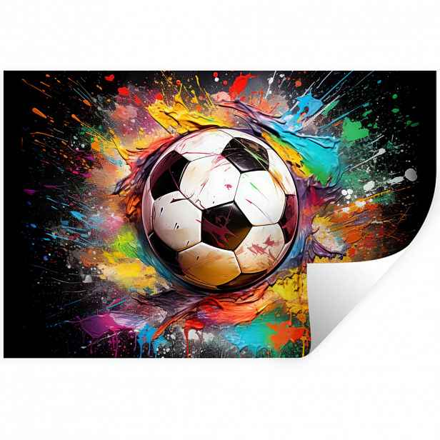 MuchoWow SAMOLEPKA NA ZEĎ Fotbal - barva - barvy - černá - bílá 120x80 cm