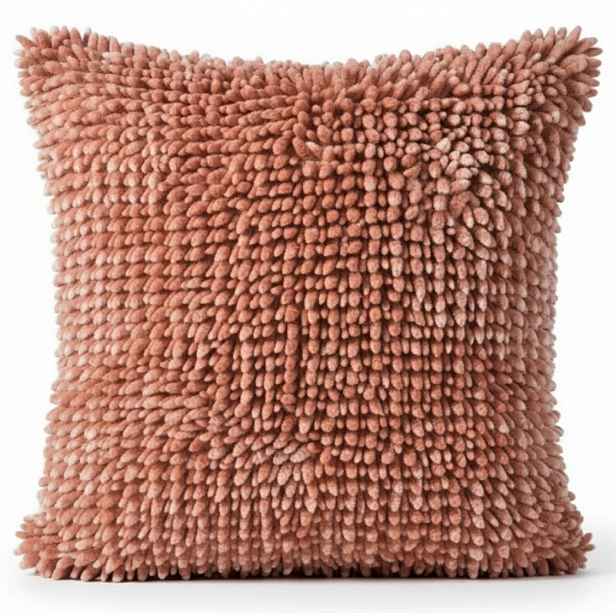 Povlak na polštář SHAGGY XL s hustým vlasem, korálová, 45x45 cm Mybesthome