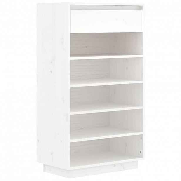 vidaXL Botník bílý 60 x 34 x 105 cm masivní borové dřevo