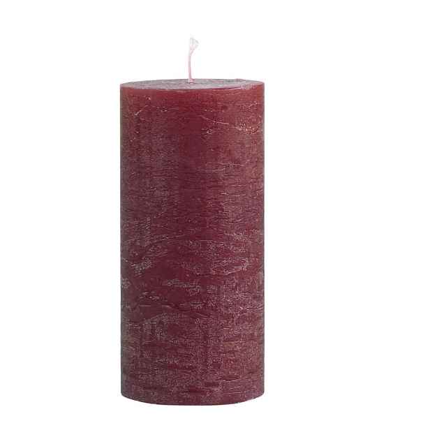 Červená široká svíčka Macon Rustic red - Ø 7*15cm/ 60h Chic Antique