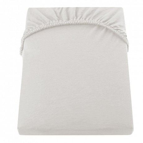 Krémové elastické bavlněné prostěradlo DecoKing Amber Collection, 220-240 x 200 cm