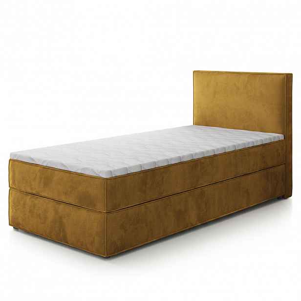 MASSENO AMERICKÁ POSTEL PELLIO 80x200 cm, s matrací a úložným prostorem, Žlutá