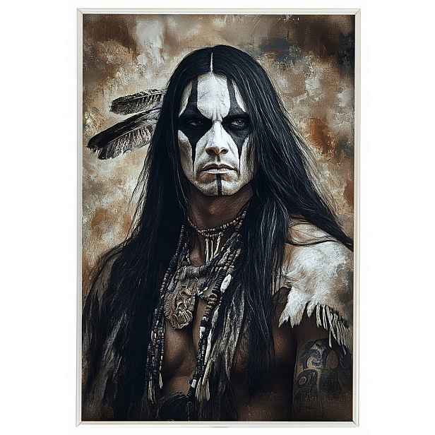 Plakát Rámeček Hliníkový Portét Indian Indianský Válečník Vůdce Etno 40x60